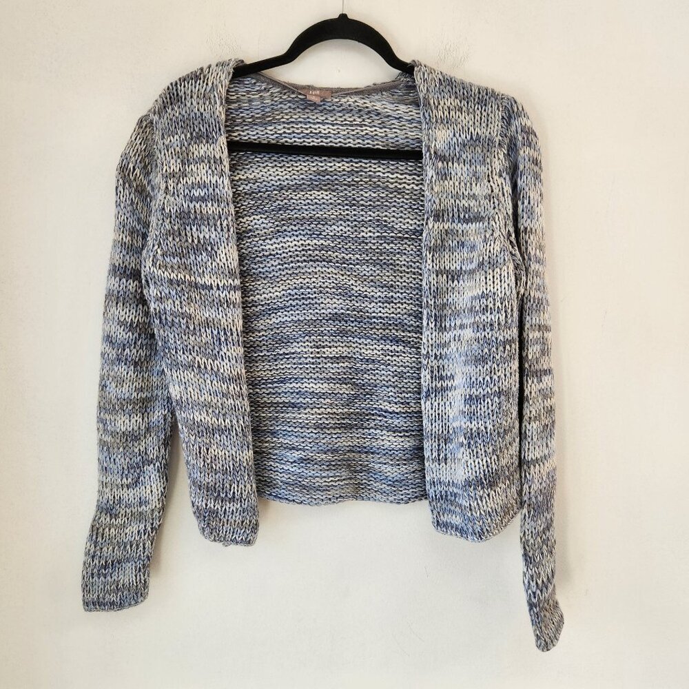 J. Jill Knit Cardigan Sweater 100% Cotton Blue Grey Open Front Women's S